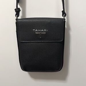 Tahari Black Faux Leather Crossbody Bag